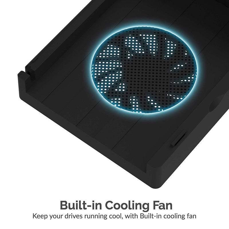 SABRENT USB 3.0 to SATA Hard Drive Dock with Cooling Fan (EC-DFFN) | Lay-flat hard drive enclosure/dock; 2.5"/3.5" HDD/SSD; built-in fan; UASP; up to 22TB; external hard drive enclosure Lay-Flat Docking Station
