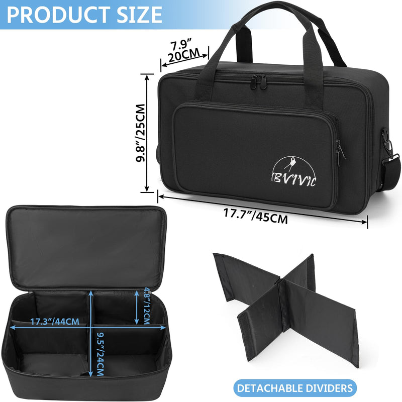 4 Par Spotlight Bag 5/16'' Padded Stage Lighting Storage Bag with Dividers, Handle, Straps, Black 4 Par Lights Bag