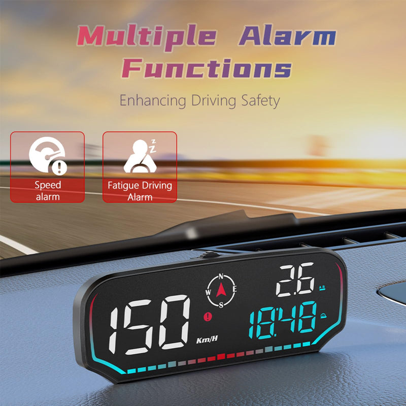 GPS Speedometer Heads Up Display for Car - Hud LCD Display with Overspeed Fatigue Driving Alarm - Mph Digital Speed Compass Altitude - Universal Vehicle Compatibility