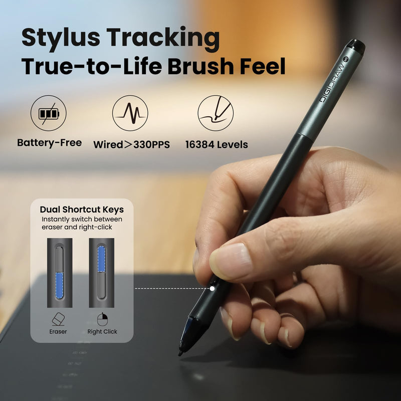 DIGIDRAW Magic Pen 5.0 Battery-Free Stylus Pen | 16K Pressure Sensitivity, 60° Tilt Support, 10mm Reading Height