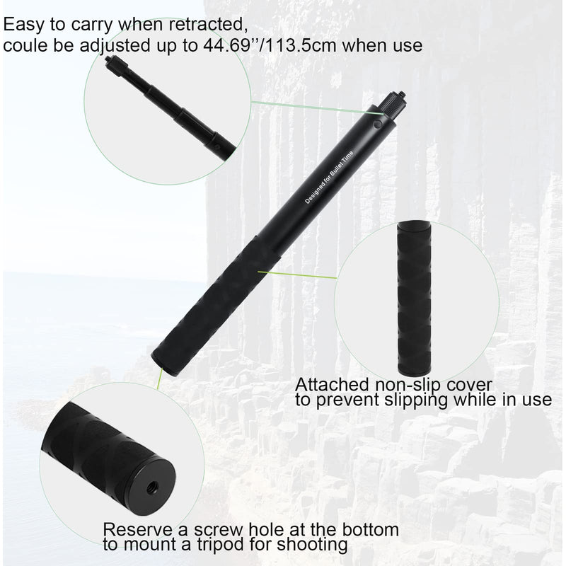 Invisible Selfie Stick 1/4 Inch Screw Compatible with Insta360 ONE X3 ONE X2 ONE R, ONE, GO 2 and many more