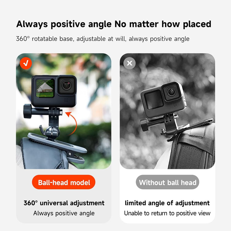TELESIN Magnetic Mount Backpack Clip with Phone Holder for GoPro Insta360 iPhone Accessories for Go Pro Hero 13 12 11 10 9 8 7 Insta 360 X3 Go3 Ace Pro DJI Action 5 Pro 4 3 Pocket 3 Bike Motorcycle Magnetic Mount+Backpack Clip+Phone Holder