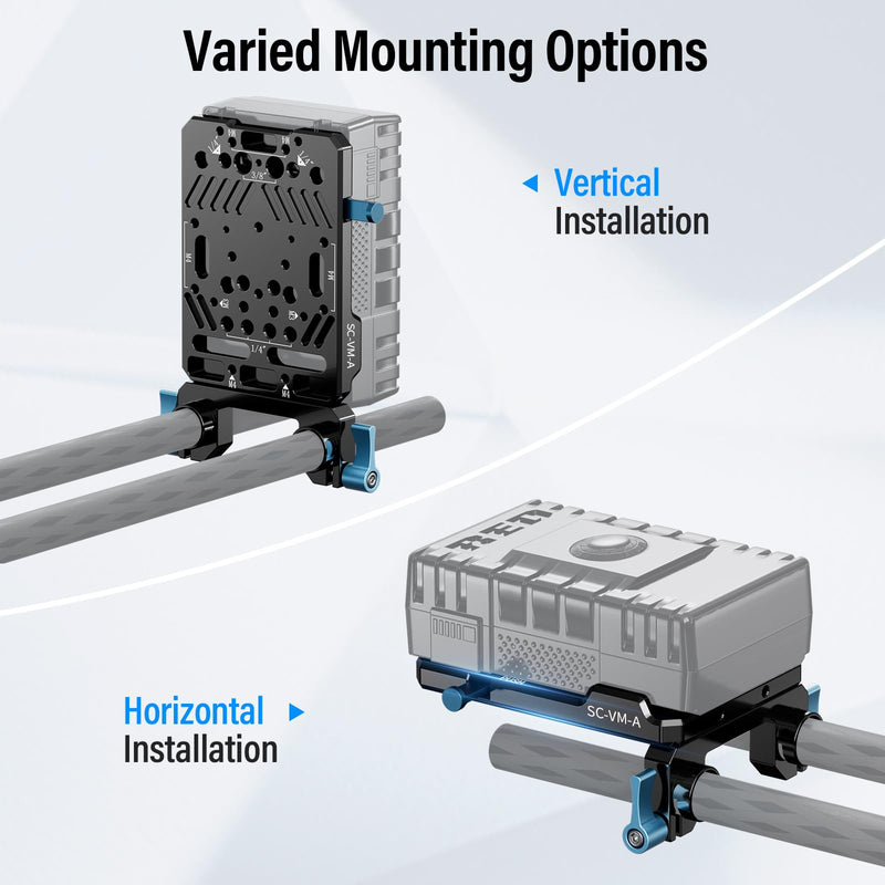 Sirui V Mount Battery Plate with Dual 15mm Rod Clamps, V Lock Mount Battery Baseplate Adapter for Camera Power Supply, SC-VM-A