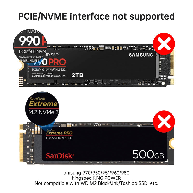 ELUTENG M.2 SATA NGFF to SATA Adapter (Not Support NVME/ M.2 PCIE) 6Gbps Dual NGFF MSATA Adapter B Key/ B&M Key SSD to 2.5" SATA III Converter Adapter Max 4TB Support 2230 2242 2260 2280 SSDs