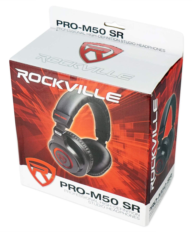 Rockville PRO-M50 SR 40mm Studio Headphones, 32 Ohm, Detachable Coil Cable, Sound Isolation, Durable Build, for Studio Monitoring and Podcasting Red