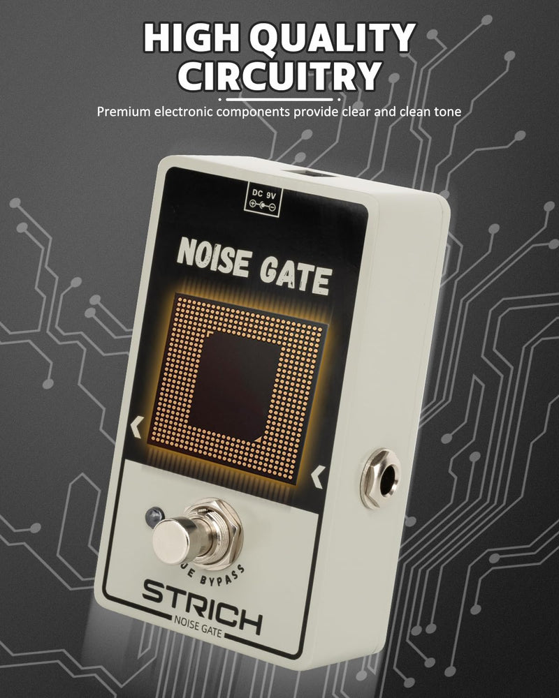 STRICH Noise Gate Pedal, Noise Killer Guitar Pedal Noise Suppressor Effect for Electric Guitar and Bass True Bypass, Grey Grey Noise
