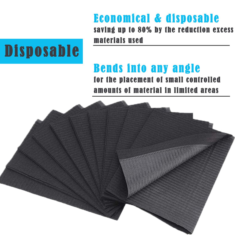 Pack of 50 Black Dental Bibs - LEAYOKA Disposable Waterproof Tattoo Bibs, Tattoo Table Covers Clean Pad Patient Bibs Tattoo Covers Supplies Teeth Dry Schwarz-50pcs
