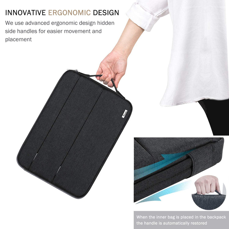 Voova 13 13.6 Inch Laptop Sleeve Case Compatible with MacBook Air/MacBook Pro 13 M2/M1,13.5 Surface Laptop 5/4, Surface Pro X / 9/8, iPad Pro 12.9, Waterproof Computer Bag Cover with Handle, Black 12.6-13.6 Inch