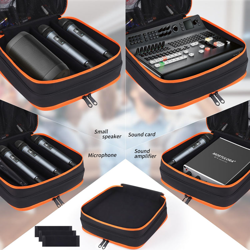 Microphone Case,Wireless Microphone Bag,Portable Storage Case,8 Slots Mic Carrying Box Bags-Travel Adjustable Foam Box,Fits Singing,Karaoke,Party(Bag Only)