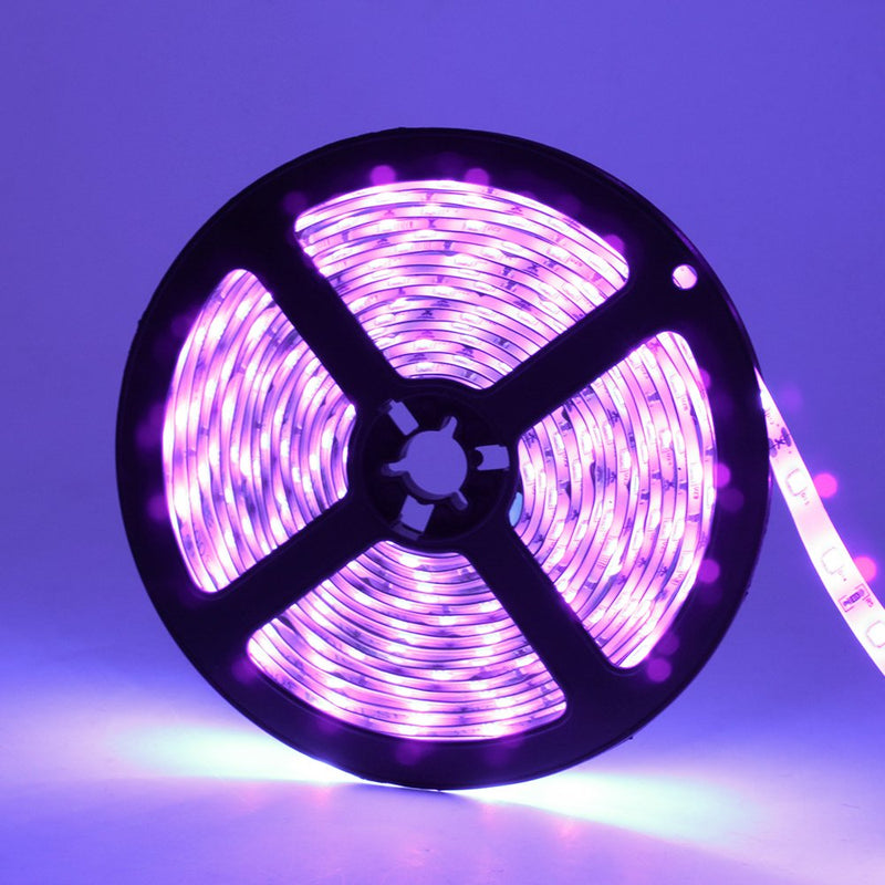YGS-Tech Super Bright 60 Watts UV Black Light LED Strip, 16.4FT/5M 3528 300LEDs 395nm-405nm Waterproof IP65 Blacklight Night Fishing implicitly Party with 12V 5A Power Supply 60Watts