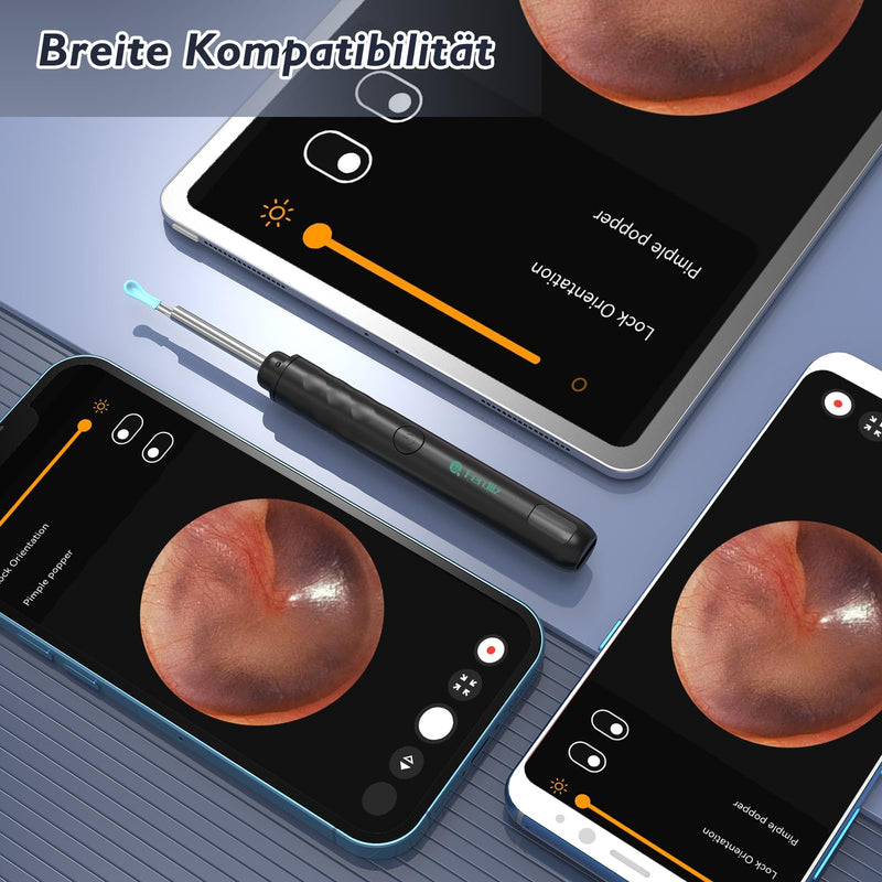 [AUSTRALIA] - Earwax Remover Otoscope, Ferdiiz 1080P WiFi Direct Connection Ear Cleaner, IP67 Waterproof Ear Cleaner for Adults, 3.5 mm Otoscope for iPhone, iPad and Android Smartphones (Black) Black 