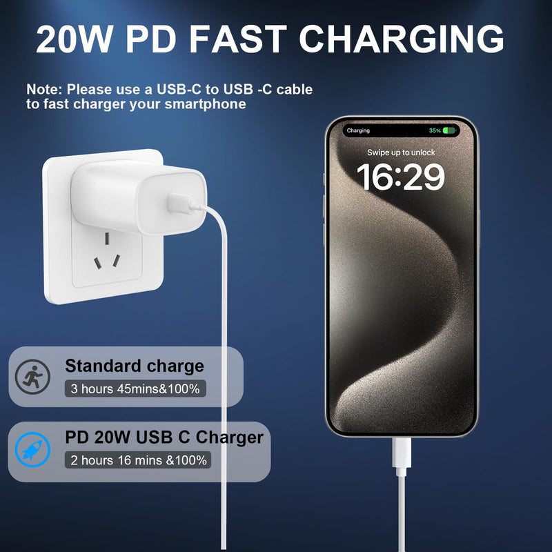 iPhone 15/15 Pro Max Charger Fast Charging,20W USB C Fast Charger Block iPhone 15 Charger Cord 10FT Long USB C to C Charging Cable for iPhone 15 Pro Max/15 Pro/15/15 Plus,iPad Pro 12.9"/11",iPad Air White