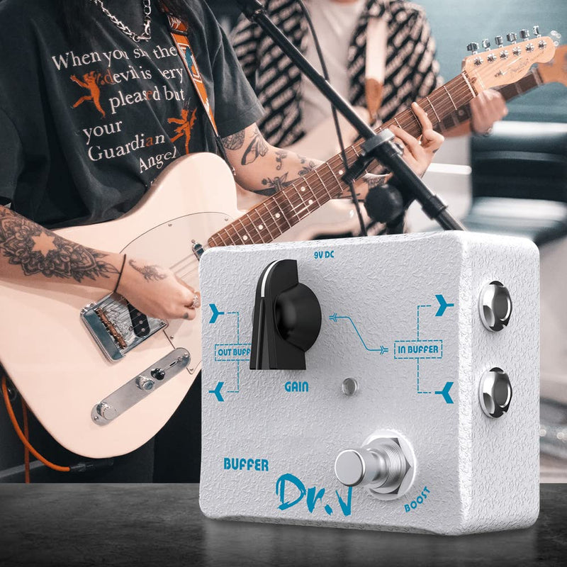 JOYO Buffer Pedal Effect Built-in Double Buffer Groups and Boost for Electric Guitar Bypass High-end Edition Dr.J Series (D57) Buffer White