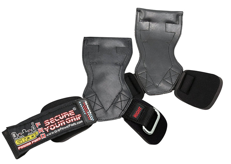 [AUSTRALIA] - Lifting Grips PRO Weight Gloves Heavy Duty Barbell Gymnastics Straps Alternative to Power Hooks Deadlifts Adjustable Neoprene Padded Wrist Wrap Black Rubber Medium 6.50"-7.50" Standard Wrist Size 