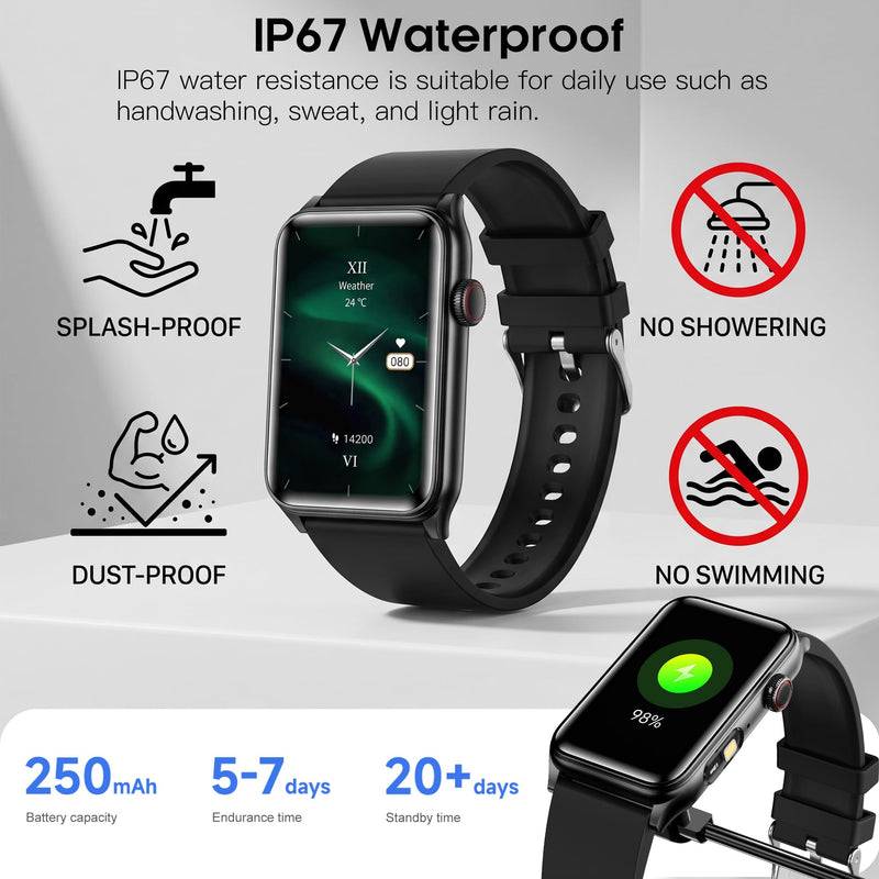 Yowow BIT Smart Watch with 24/7 Heart Rate, Blood Pressure, Sleep Tracking, Blood Oxygen Monitor, Fitness Tracker (Answer/Make Calls), 1.57'' HD Touch Screen, IP67 Waterproof, Fitness Tracker (Pink) Pink