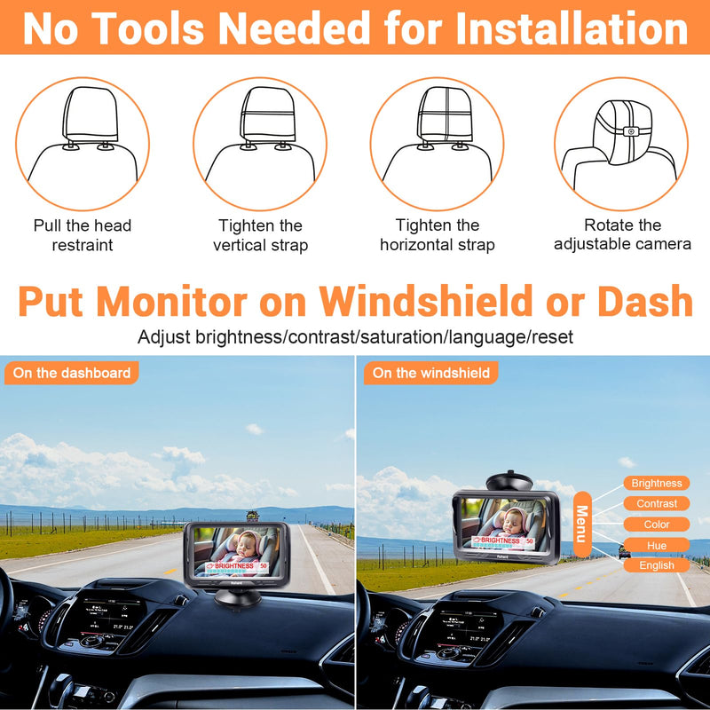 [AUSTRALIA] - Rohent Car Baby Monitor for Baby Girls - 1080P HD, 360° Adjustable, Night Vision, 150° Wide-Angle Lens, Easy Installation, Perfect for Girls Aged 0-5, Ideal for Parents, Grandparents & Families Pink 