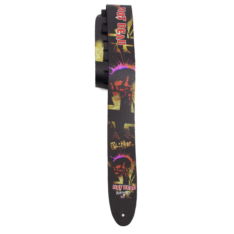 Perri's Leathers, Official Alchemy Punks Not Dead Licenced Leather Guitar Strap, Direct to Leather Series, Anti-Slip, Adjustable from 42.5" to 56" Inch, Compatible w/All Button Lock Systems
