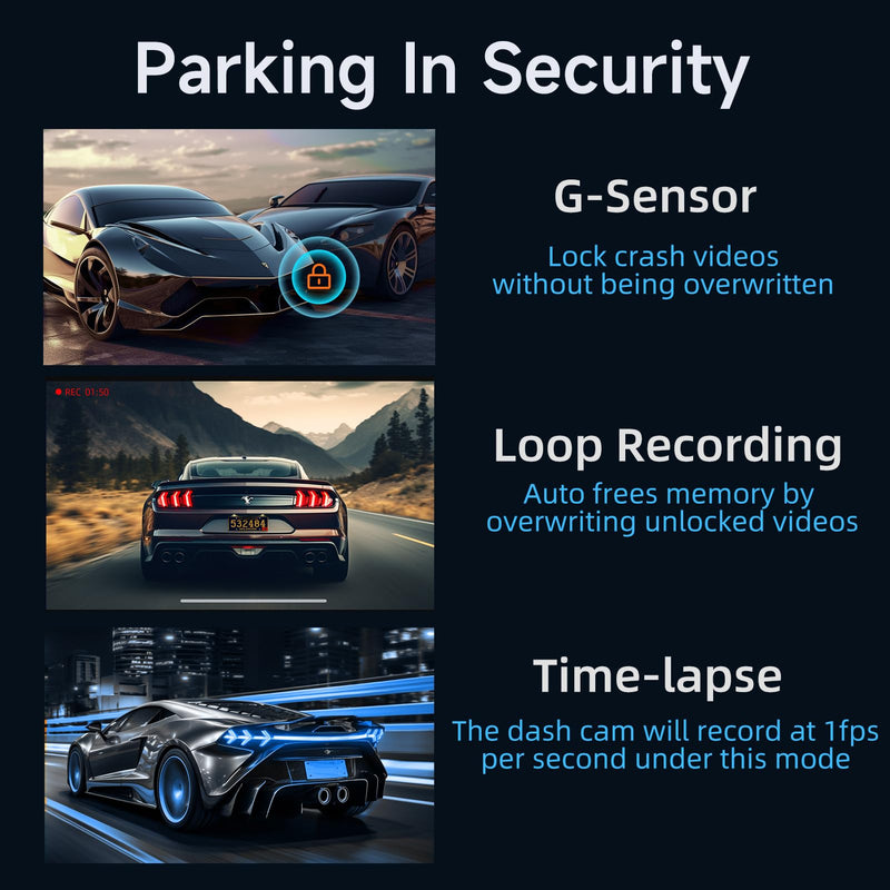 Dash Cam Front 2.5K: Mini Dash Cam for Cars, 1440P Car Camera with APP, WiFi Dash Cam with WDR Night Vision, 24 Hours Parking Monitor Dashcams, 160°Wide, G-Sensor