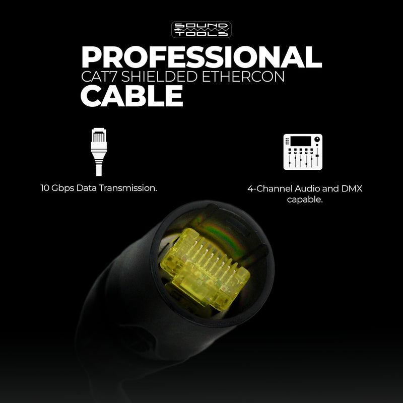 SuperCAT 7 Shielded EtherCON Cable (3 feet, Black) | Flexible Polyurethane Jacket, Neutrik Connectors, 10Gbps Speed, CAT7 Standard 3 feet