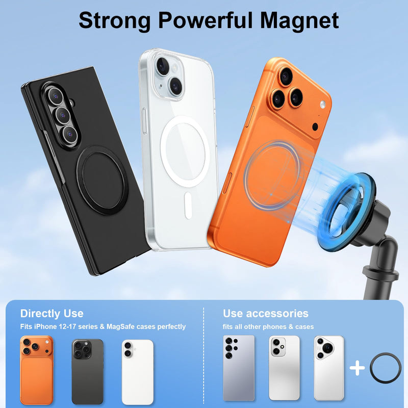 Magnetic Cup Holder Phone Mount for Car, 2 in 1 One-Hand Operation Adjustable Vehicle Cupholder Expander Phone Holder, Compatible with iPhone Android Smartphones