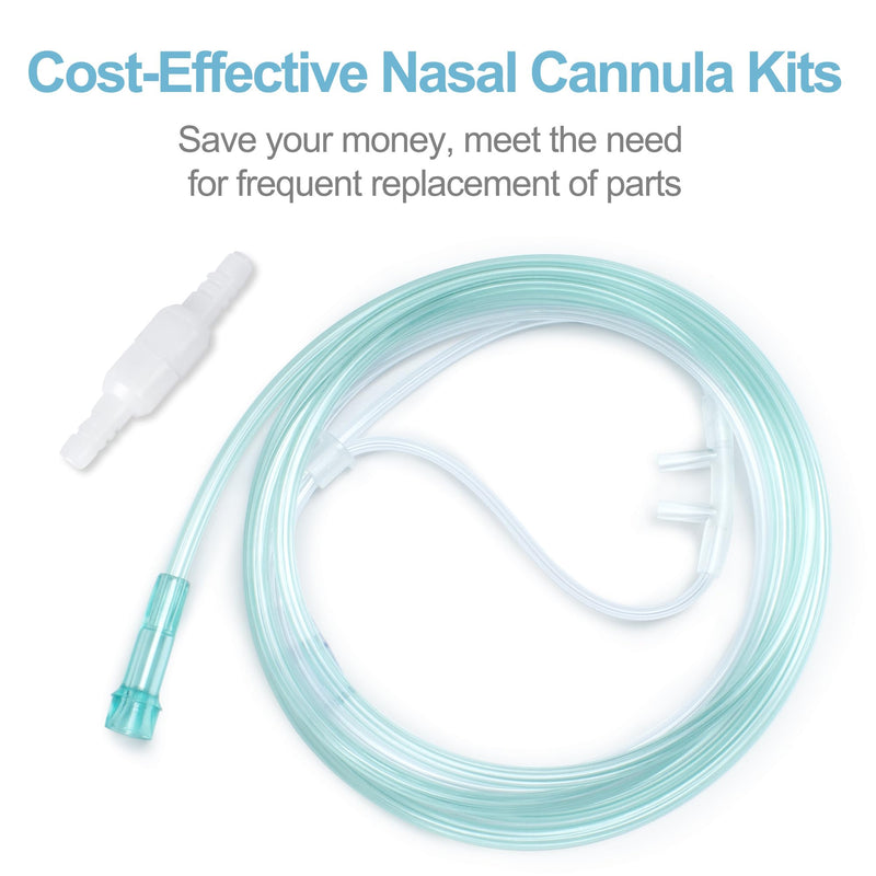 Pack of 10 Oxygen Nose Cannulas, Contains 5 Pieces 2 m Nose Tubes for Adults & 5 Pieces Hose Twist Connectors, Soft & Kink Resistant, High-Quality Accessories from BlessEase.