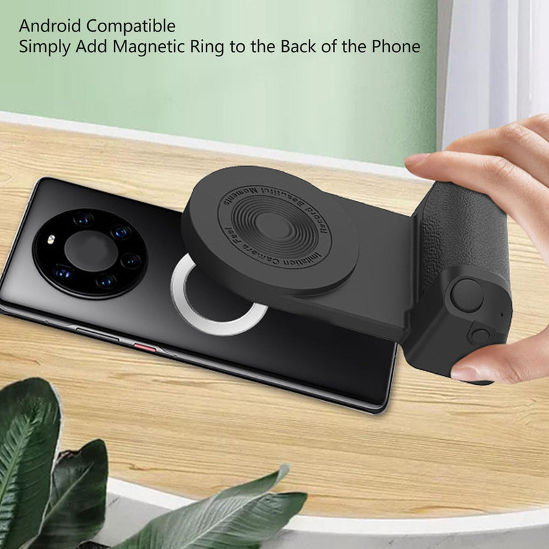 [AUSTRALIA] - Magnetic Camera Handle Bluetooth Bracket, Smartphone Handle Photo Holder with Bluetooth Remote Control for Android for iOS for Video Photo Shooting (with Bluetooth 