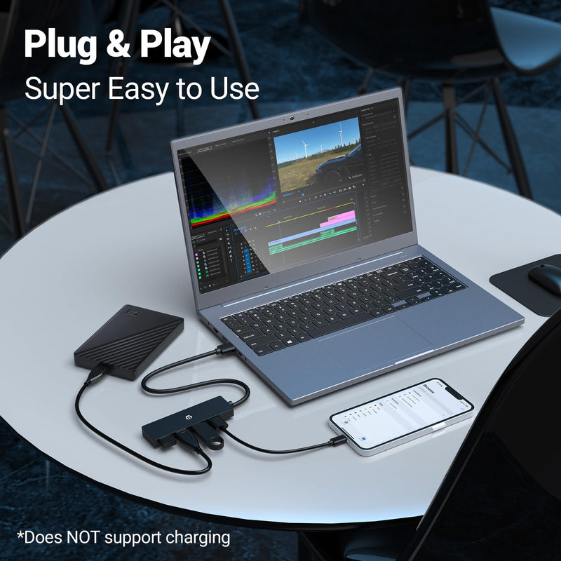 USB 3.0 Hub, 4 Port USB Hub, High-Speed 5Gbps Transmission, Seamlessly Expand Laptop Connectivity for Flash Drive, Hard Drive, Console, Printer, Camera, Keyboard, and Mouse