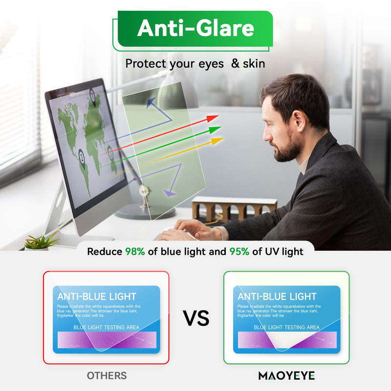 [2 Pack] Magnetic 23.8 in Computer Anti Blue Light Screen Protector for16:9 Aspect Ratio Widescreen Monitor, Hanging Eye Protection Anti-Glare Light Screen Protector, Removable 23.8in Protective Film 23。8 inch