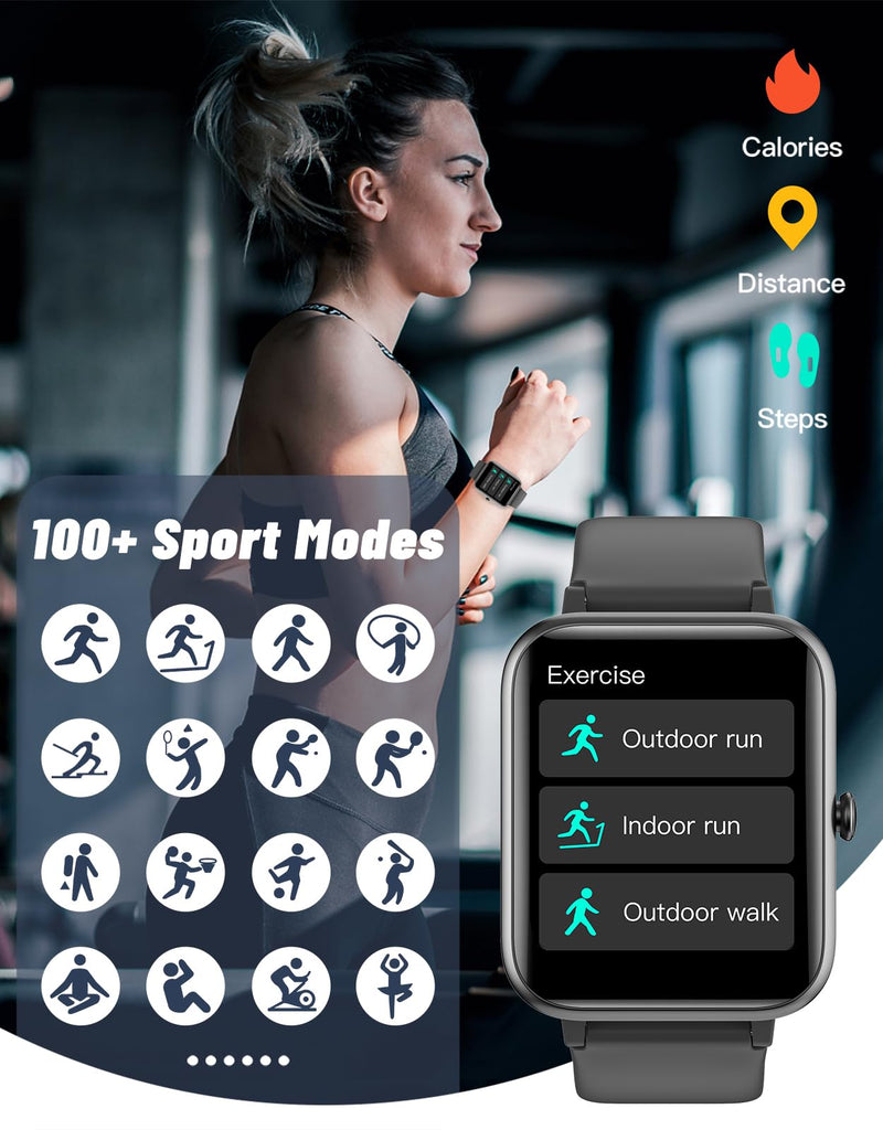 [AUSTRALIA] - GRV Smart Watch for iOS and Android Phones (Answer/Make Calls), Watches for Men Women IP68 Waterproof Smartwatch Fitness Tracker Watch with Heart Rate/Sleep Monitor Steps Calories Counter (Black) Black 