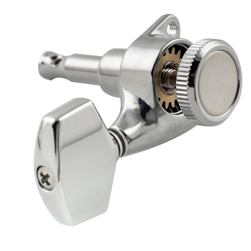 [AUSTRALIA] - Musiclily Pro 3L+3R Guitar Locking Tuners 18:1 Ratio Lock String Tuning Key Pegs Machine Heads Replacement for LP SG Style Style Electric Folk or Acoustic Guitar, Chrome with Big Hex Button 