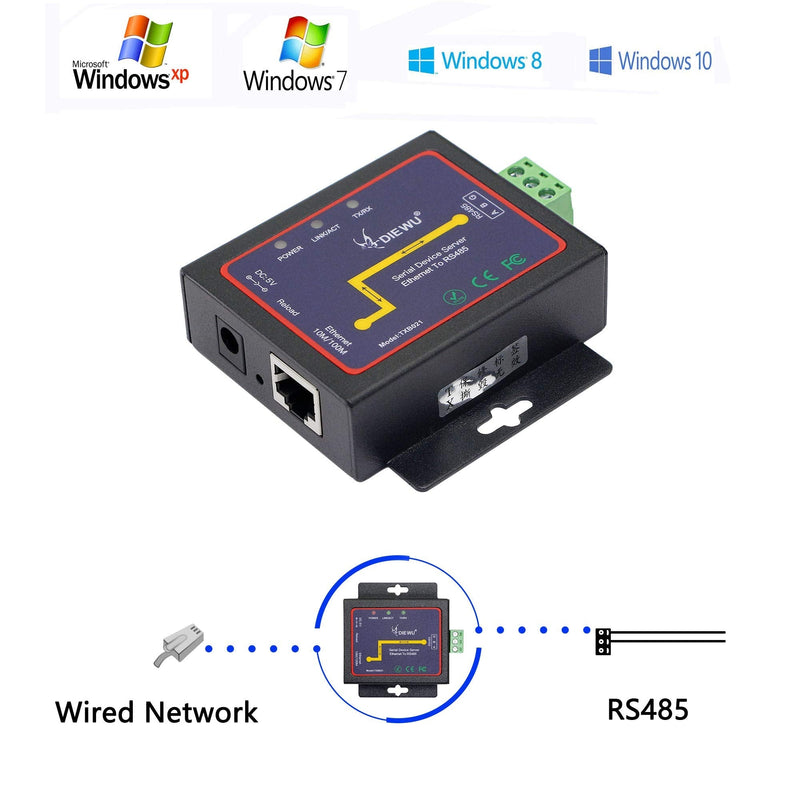 CERRXIAN RS485 to Ethernet RJ45 TCP / IP Serial Device Server Converter Transparent Transmission Serial Data Communication Device Support Web Management System