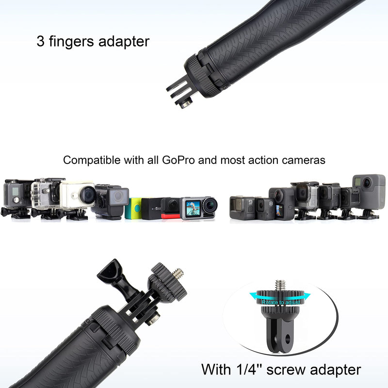 Floating Selfie Stick for GoPro Hero 13 12 11 10 9 8 7 6 5 4 3 Mini Max Fusion Session, SJCAM, AKASO Action Camera, 4 in 1 Underwater Waterproof Pole Monopod Hand Grip Tripod Stand