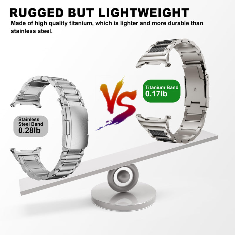 Titanium Band for Galaxy Watch Ultra 2/1 Band 47mm Men, Silver | Fit for Galaxy Watch Ultra 2/1 47mm Band, Carbon Fiber Titanium Metal Band Business Replacement Strap Carbon Fiber Silver