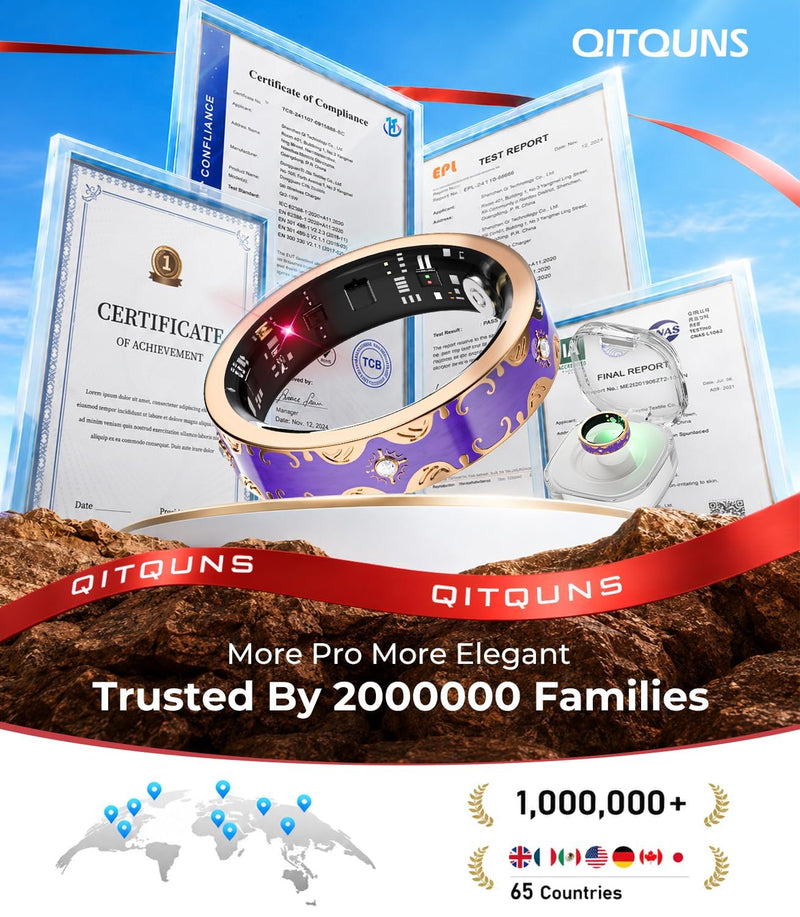 6 Gen Diamond Smart Ring and Wireless Charging Case 【Industry Rank 1-0 Measurement Error】 2026 Smart Ring for Women - Advanced Health Tracker for Wellness and Activity Tracking, Purple 10#