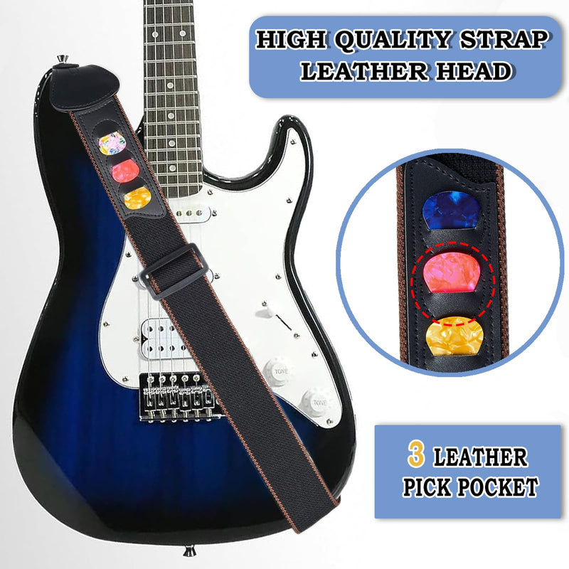 Guitar Accessories Kit gifts,Guitar Capo,Strap,Picks,Guitar pick holder bag,picks box,Phone Clip,Accessories for Acoustic,Bass, Electric & Ukulele