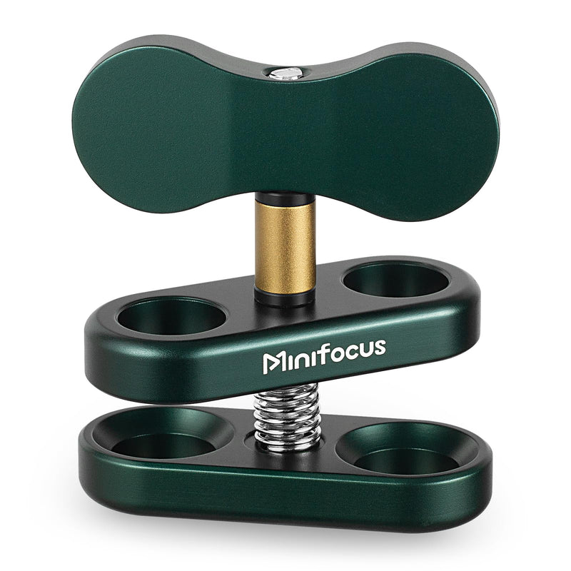 [AUSTRALIA] - Aluminum 1" Ball Clamp Mount, Double Socket Arm, 360° Spring Clip Adapter Bracket Holder for Underwater Diving Photography System, Compatible with B Size 1" Ball Components for RAM 1 Packs Dark Green 