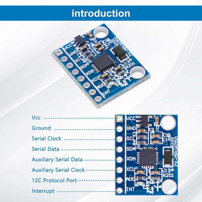 GY-521 MPU6050 Module AYWHP 3 Pieces 3 Axis Gyroscope and 3 Axis Accelerometer 6DOF Sensor Module 16 Bit AD Converter Data Output IIC I2C for Arduino