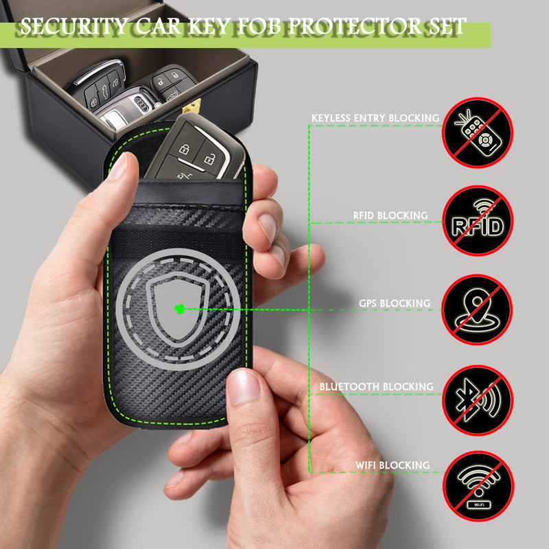 Faraday Box & 2 Pack Faraday Bag for Key Fob Protector, Faraday Cage Key Fob Signal Blocker Faraday Key Fob Protector Faraday Pouch RFID Box for Car Keys Medium