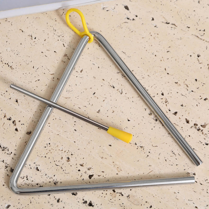 Musical Steel Triangle Hand Percussion Instrument With Striker - Rhythm Steel Triangles Music Instrument - 3 Pcs (6 7 8 Inch) 6/7/8 inch