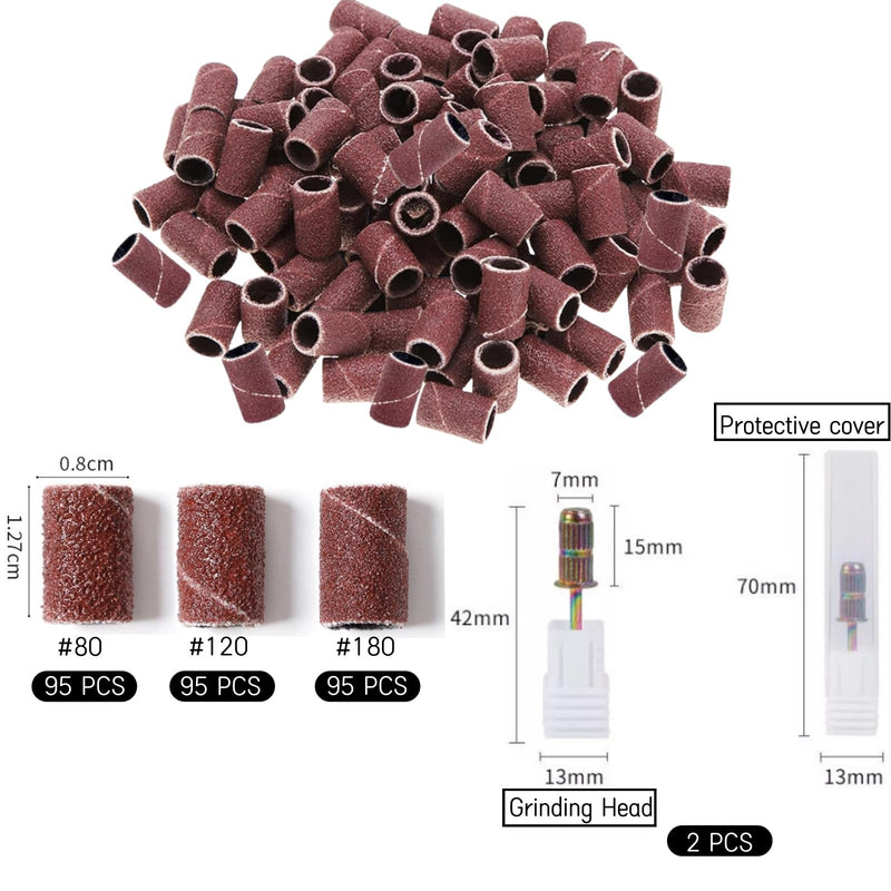 287 Piece Sanding Sleeve Set for Dremel Sanding Attachments 80/120/180 Grit Sanding Drum with Free Box Including 285 Pieces Sanding Belt Sleeves and 2 Pieces Sanding Roller
