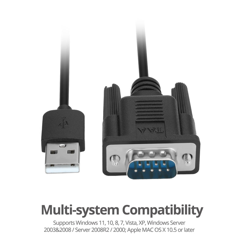 USB to RS-232 Serial Adapter Cable | Connect legacy serial equipment at up to 921Kbps; ESD protection and Windows/Mac support reduce deployment issues.