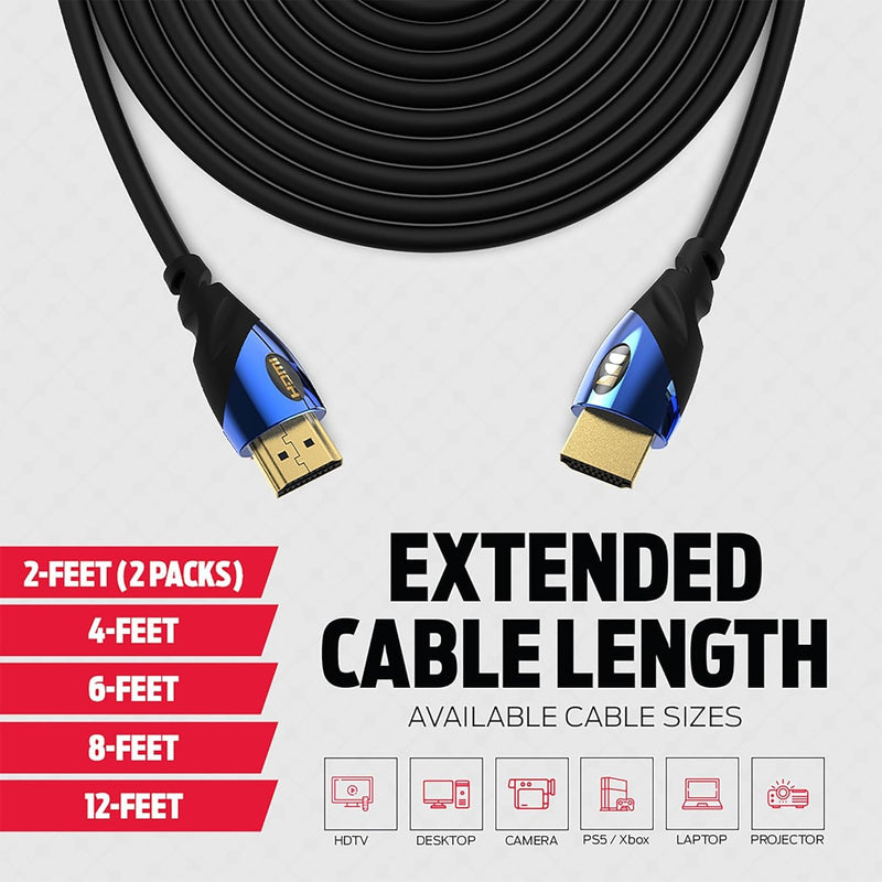 Monster 8K HDMI Cable — Xbox Series X & PlayStation 5 HDMI Cable w/ 24K Gold Contacts & V-Grip, 48 Gbps Speed, 60/120 Hz Refresh Rate, Dynamic HDR & eARC for Superior Visuals & Audio (12 FT) New Model