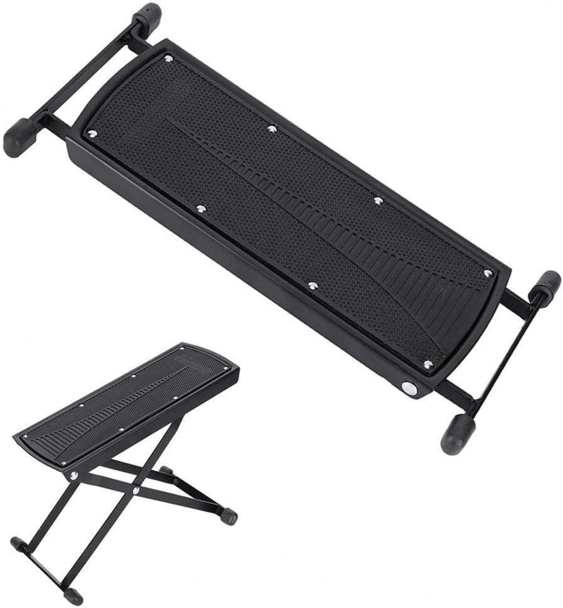 [AUSTRALIA] - Guitar Foot Stool, 6-Position Height Adjustable Guitar Foot Rest Stand with Rubber End Caps and Non-Slip Rubber Pad for Classical, Acoustic, Electric Guitar - Black 