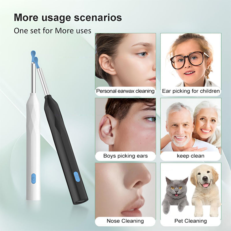 Ear Wax Remover Otoscope, WiFi 1080P HD Ear Cleaner, 360° Wide Angle Otoscope Camera for Otoscope IP67 Waterproof Otoscope Ear for Phone (Black) Black