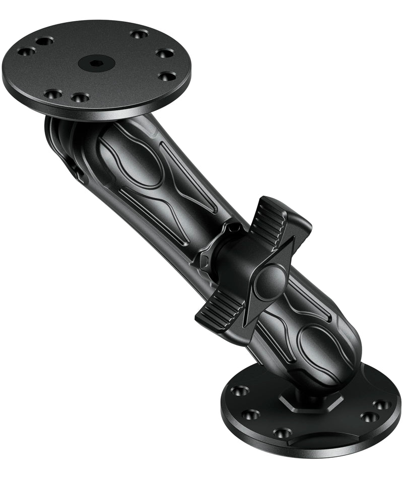 VAZESWIN 1" Ball Fish Finder Mount for Garmin Striker 4/Plus 4/Vivid 4cv | Aluminum Alloy, 5.9" Long Arm & Double AMPS Round Plates, Universal Marine Electronic Mount for Lowrance Humminbird Raymarine