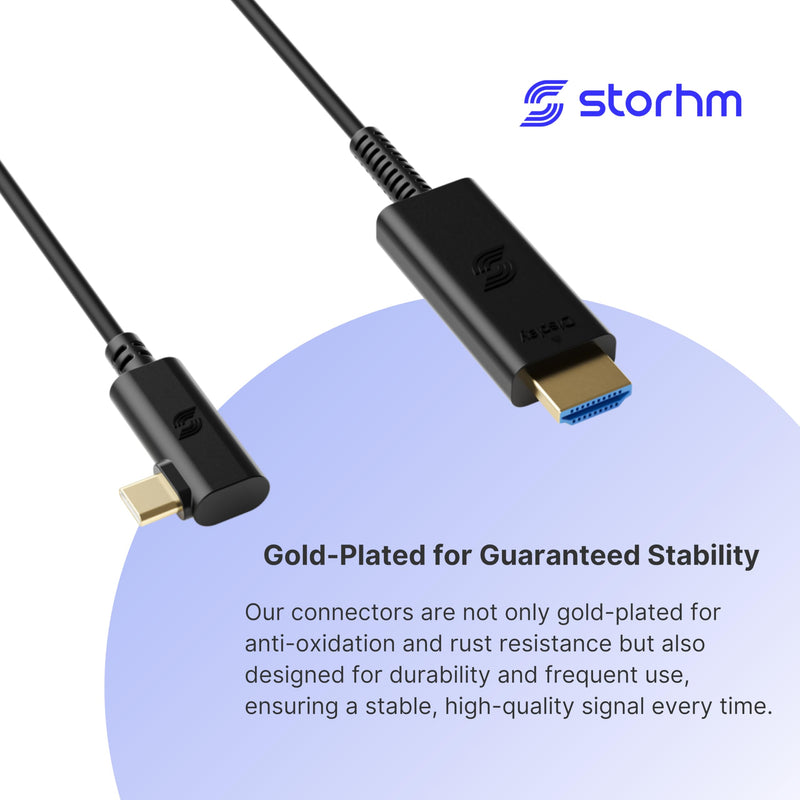 STORHM USB-C Right Angle to HDMI 2.0 Cable - HDMI Certified Ultra High Performance 4K Active Optical Cable – Unparalleled Performance and Compatibility (10ft) 10ft