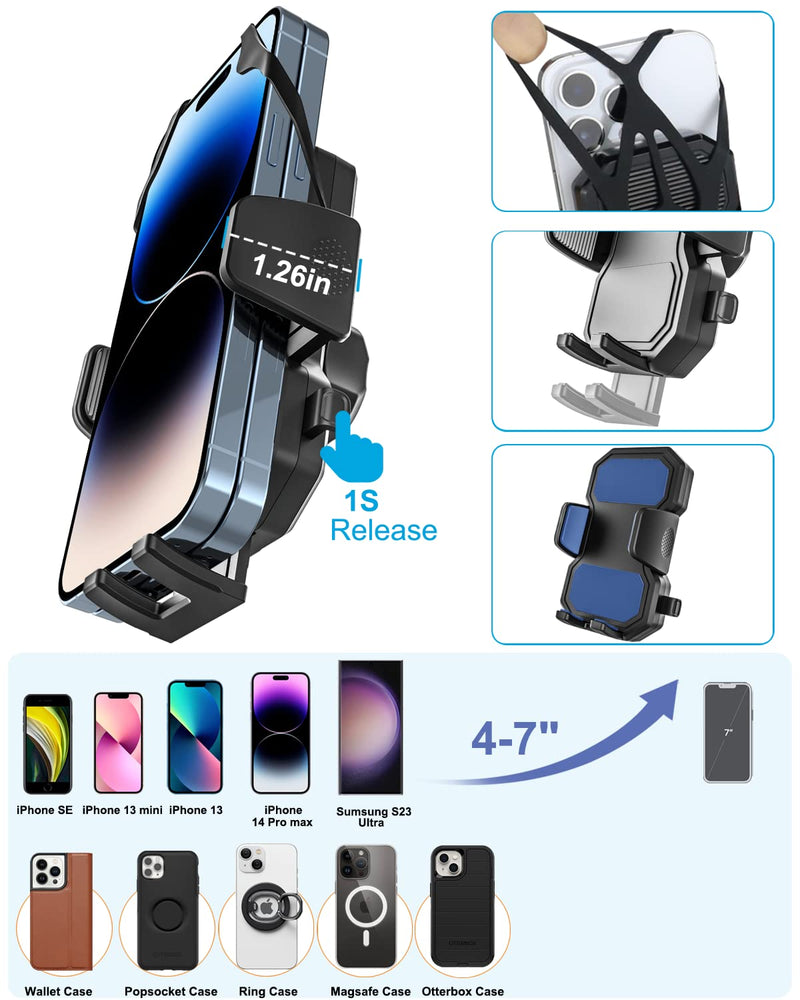 Gooseneck Stroller Phone Holder, Cell Phone Mount Pole Clamp for Baby Stroller, Shopping Cart, wheelchair, One Hand Operation Clip for iPhone Air 17 Pro Max 16 15 14 13 12 Plus, S25, 4-7" Smartphones