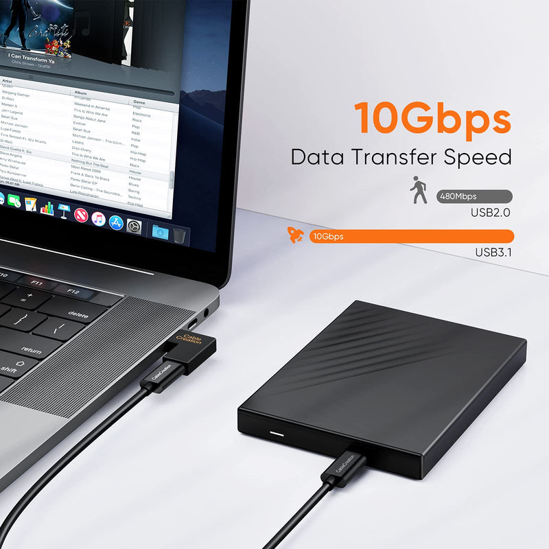 USB C Male to Female Adapter(3A/10G), CableCreation Right&Left Angled 90 Degree USB 3.1 Type C Male to Female Extension Adapter for MacBook Pro, Surface Book 2, Galaxy S22/S10/S9/S9 Right & Left Angle