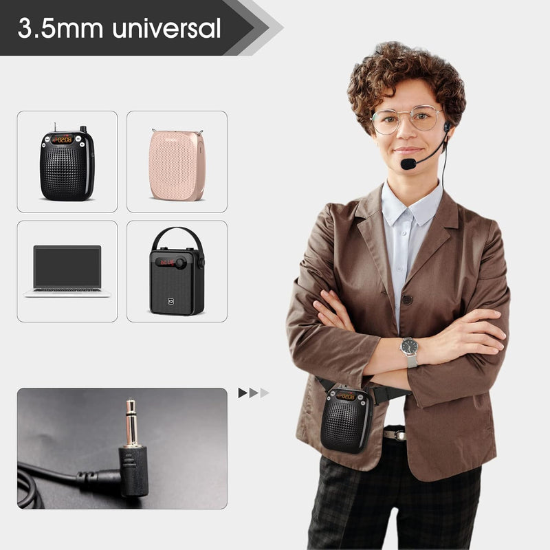 SHIDU Flexible Costume Microphone Headset,Original Sound Adjustable Wired Microphone with 3.5mm Audio Plug for Voice Amplifier Speakers