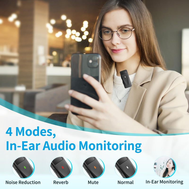 [AUSTRALIA] - Mini Wireless Lapel Lavalier Microphone for Android, iPhone 15 16 Pro Max - 2 Pack, 32H Battery, Noise Canceling - USB C Microphone, Clip On iPhone Microphone for Video Recording, Streaming 